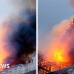 Copenhagen's historic stock exchange in flames